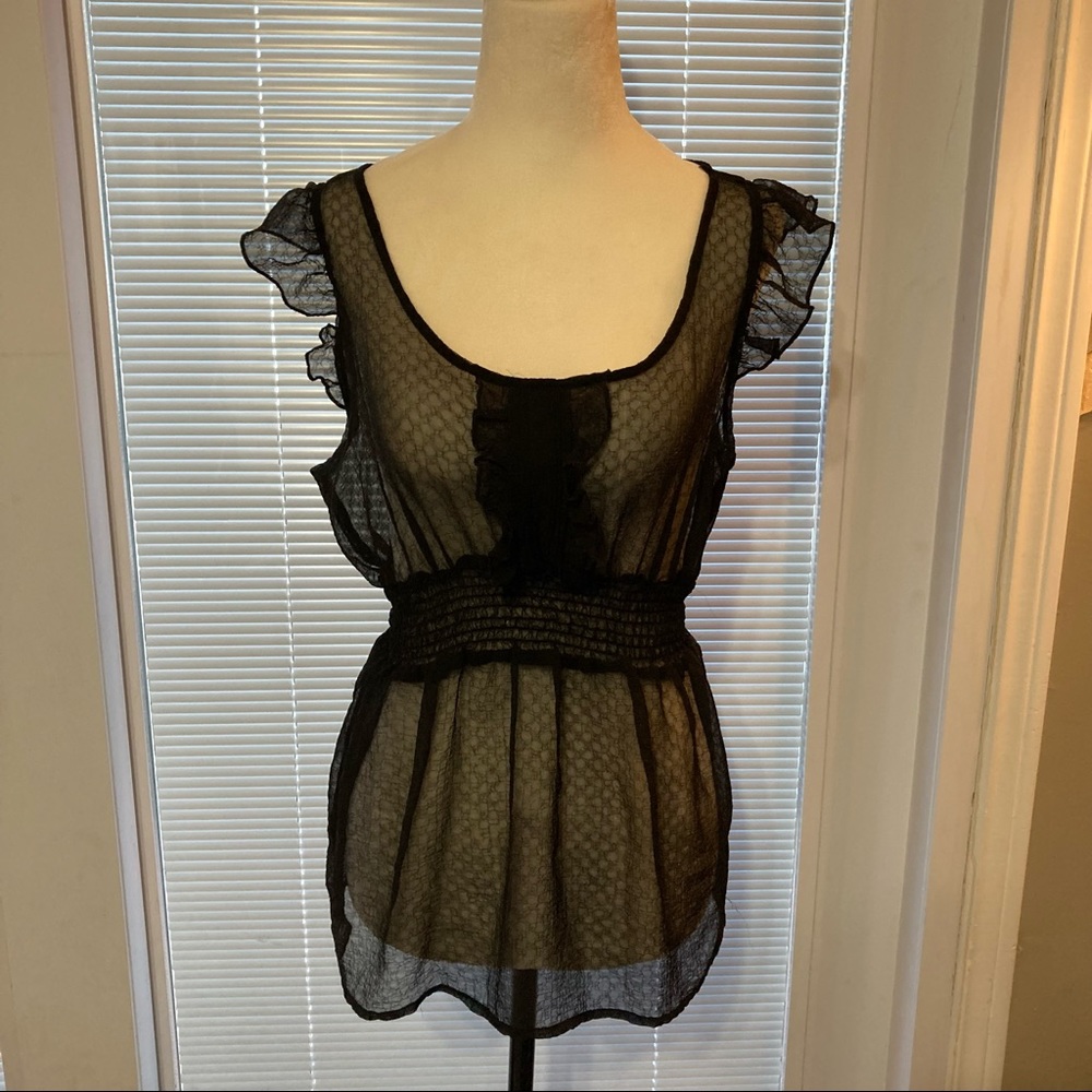 🌸5/$25🌸 Smart Set Size L Sheer Black Blouse
